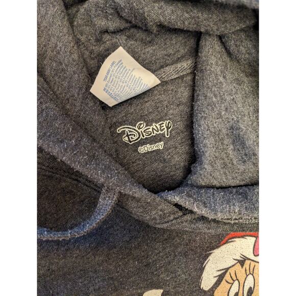 Disney Minnie Mouse Christmas Hoodie Sweatshirt Medium Gray Pullover Pockets - Picture 8 of 8